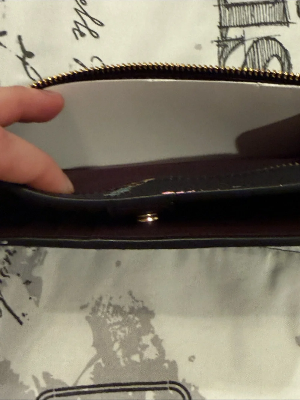 Coach Black Leather Long Wallet Penguin Print